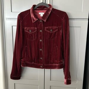 Velvet short jacketed burgundy color